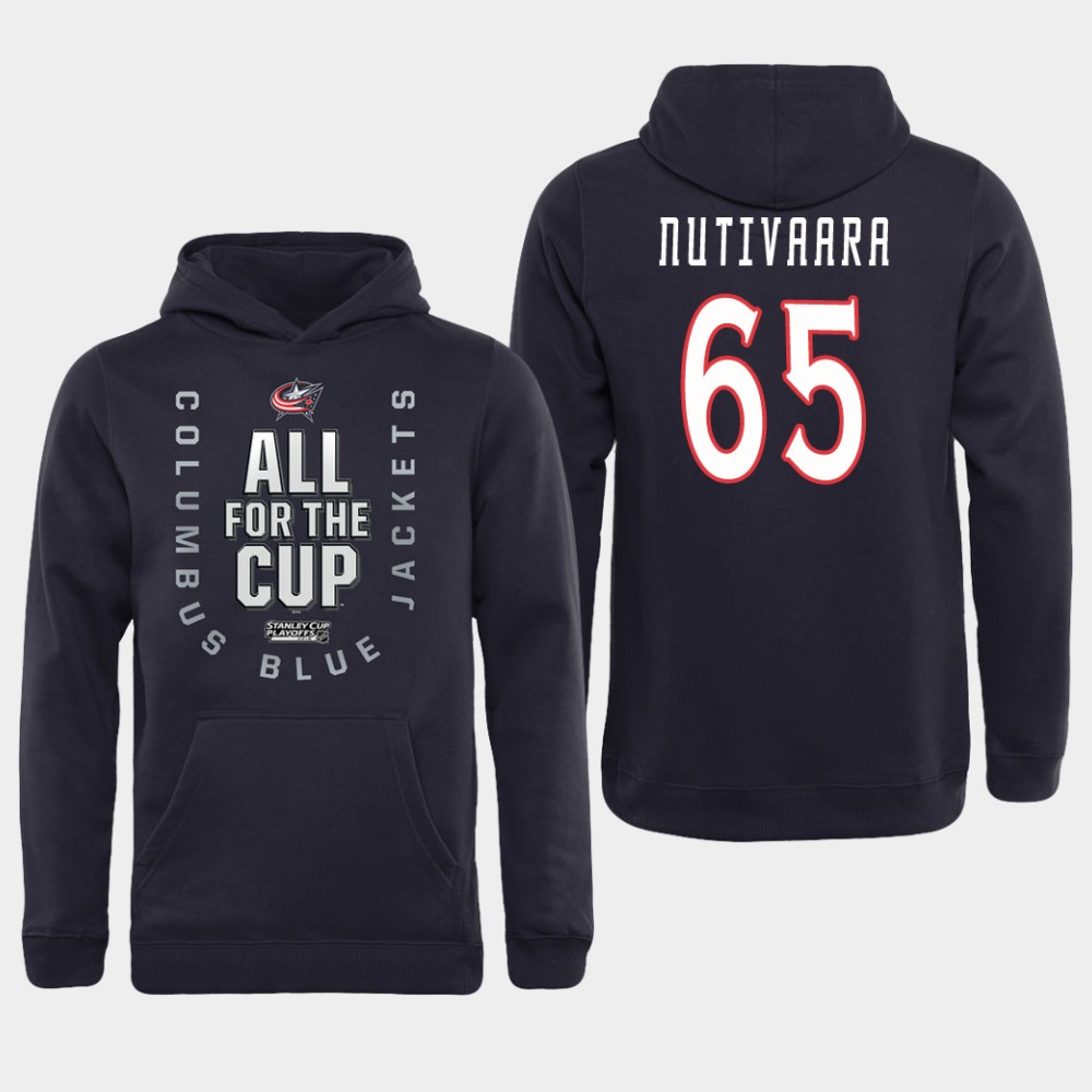 Men NHL Adidas Columbus Blue Jackets 65 Nutivaara black All for the Cup Hoodie